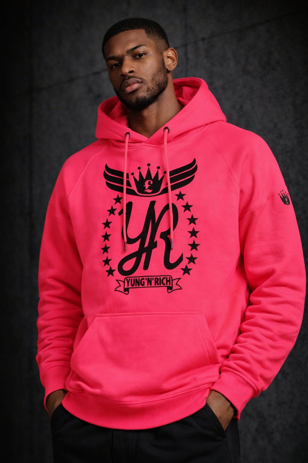 Men's Pullover Hoodie - Neon Pink | YUNG'N'RICH Premium Streetwear