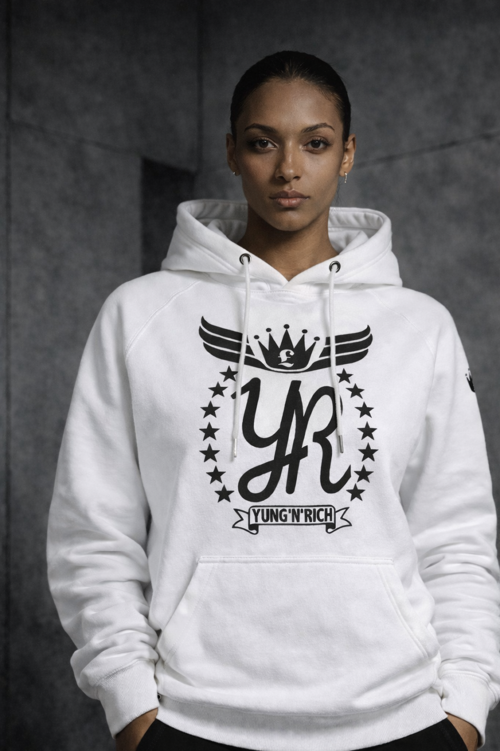 YUNG'N'RICH Women's Pullover Hoodie - White