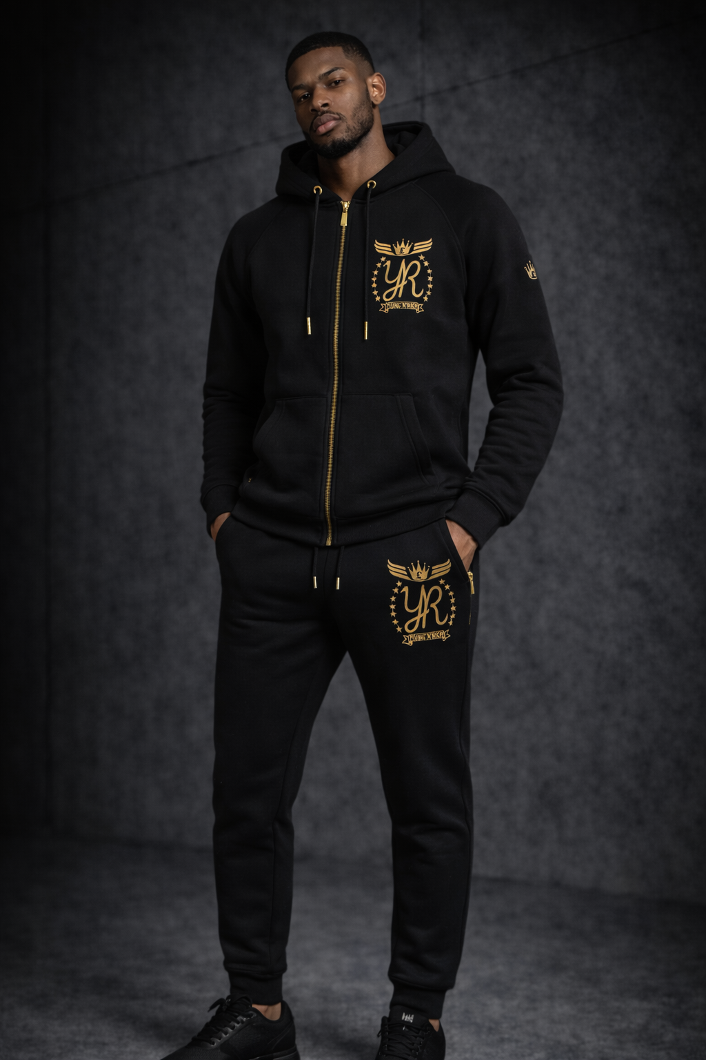 YUNG'N'RICH Gold Edition Tracksuit - Black