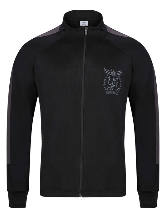 YUNG'N'RICH FUNNEL NECK CONTRAST PANEL TRACK TOP BLACK & GREY