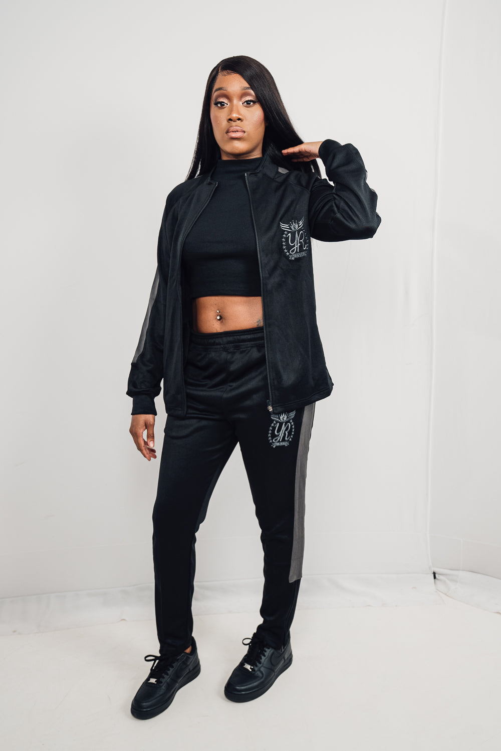 All black outlet tracksuit womens