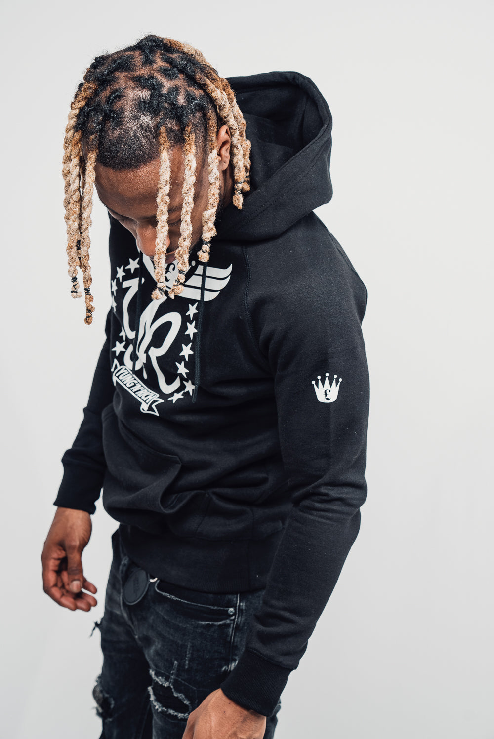 Yungnrich Men's Pullover Black Hoodie - YUNG'N'RICH