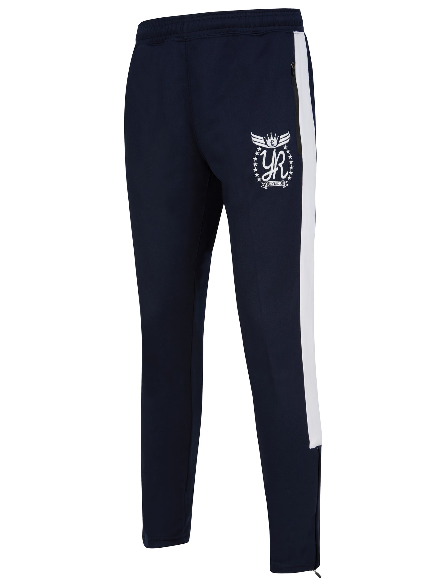 YUNGNRICH MEN'S FUNNEL NECK CONTRAST PANEL TRACKSUIT BLUE & WHITE BOTTOMS