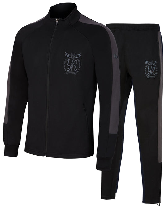 YUNG'N'RICH Men's Funnel Neck Tracksuit - Black/Grey