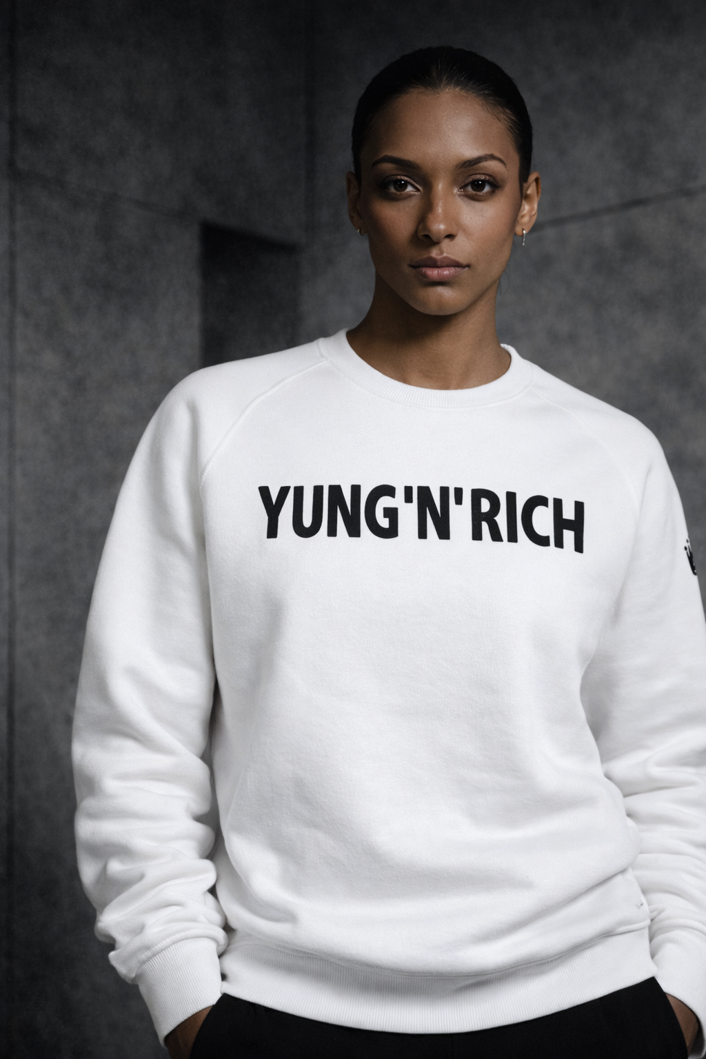 Women's White Crewneck | Yung'n'Rich Streetwear
