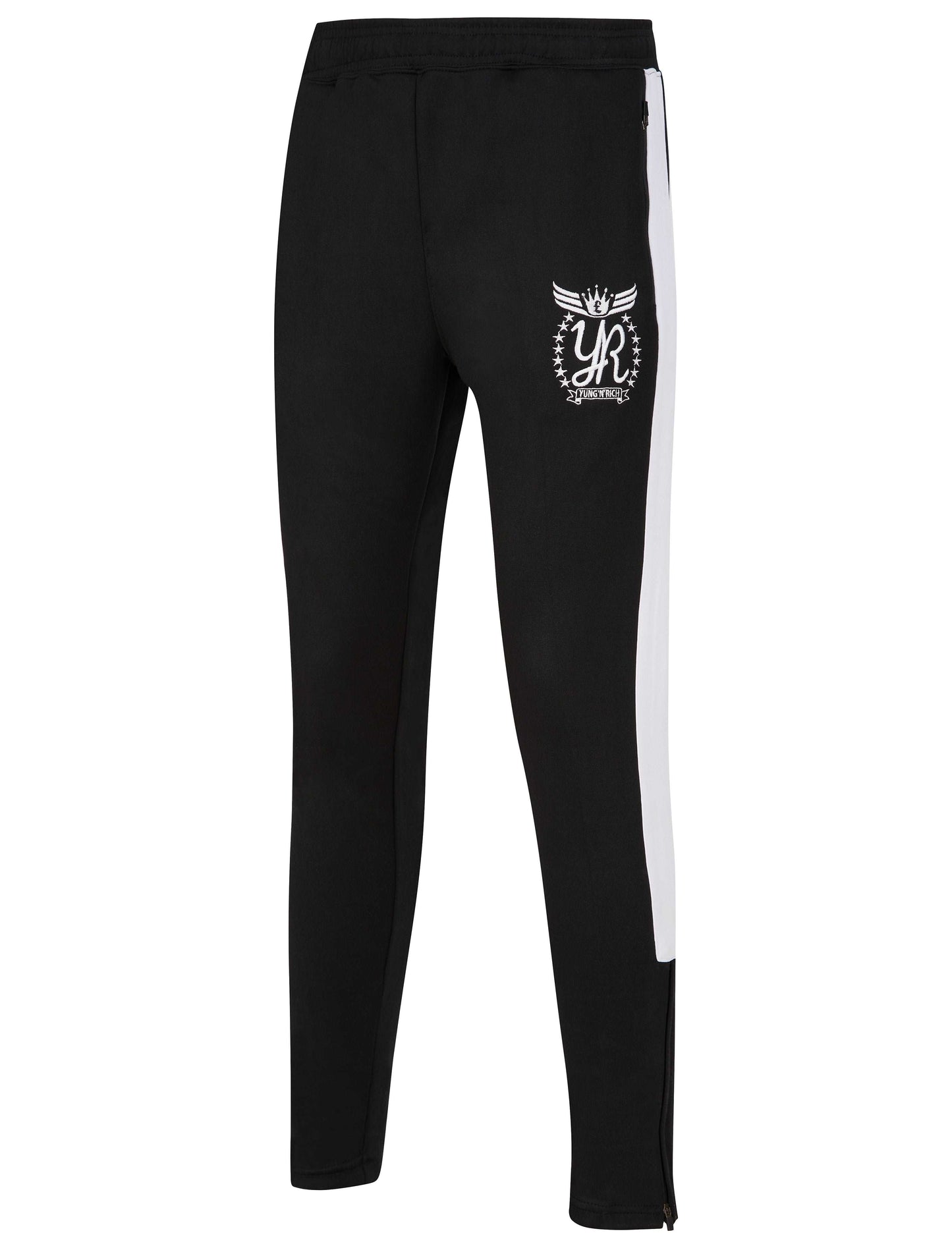 YUNGNRICH WOMENS FUNNEL NECK CONTRAST PANEL TRACKSUIT BOTTOMS BLACK & WHITE