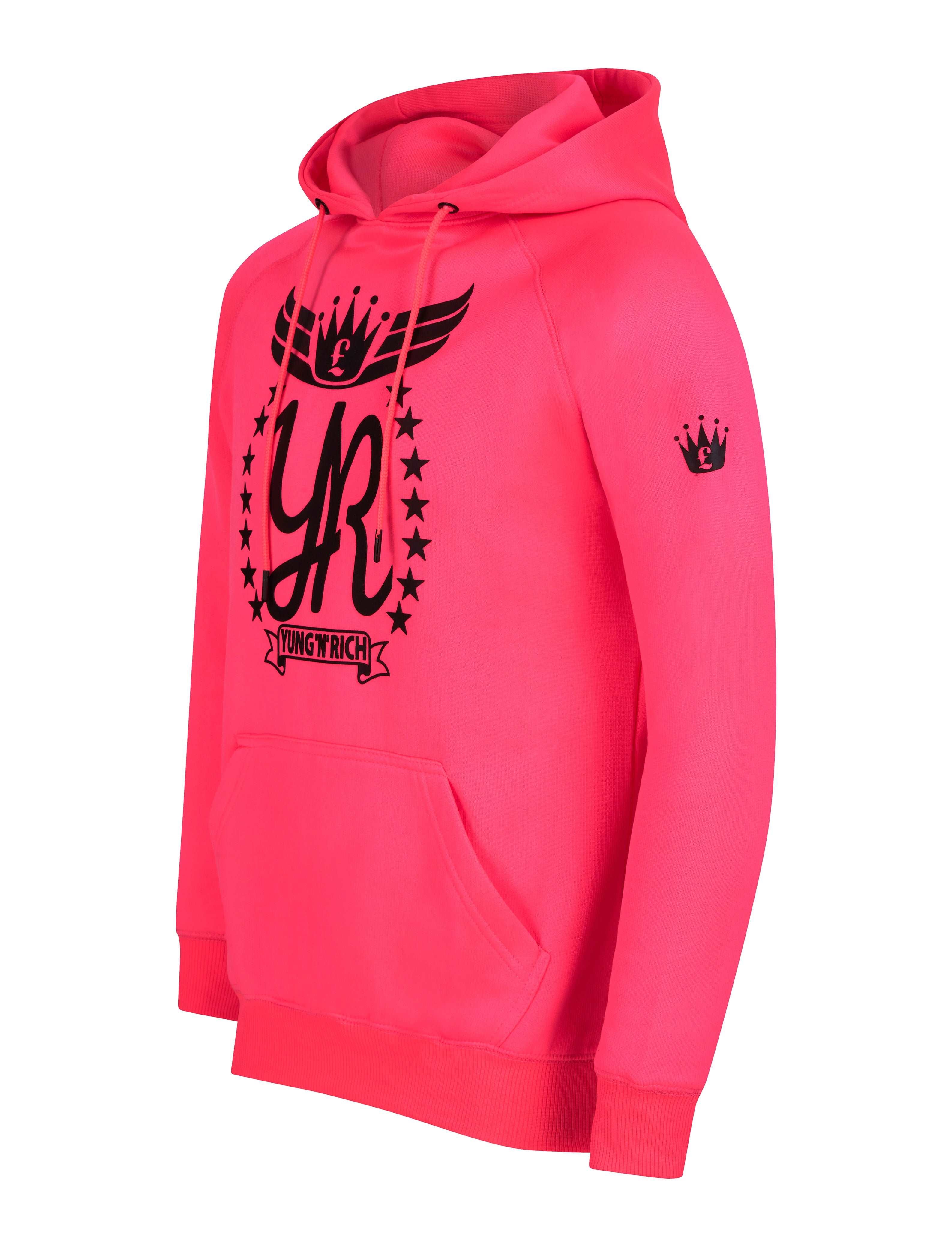 Yung n Rich Men s Pullover Neon Pink Hoodie