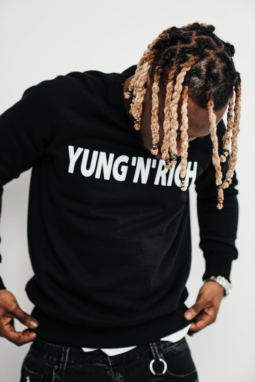 Yung n Rich men s Classic Black Pullover Sweatshirt