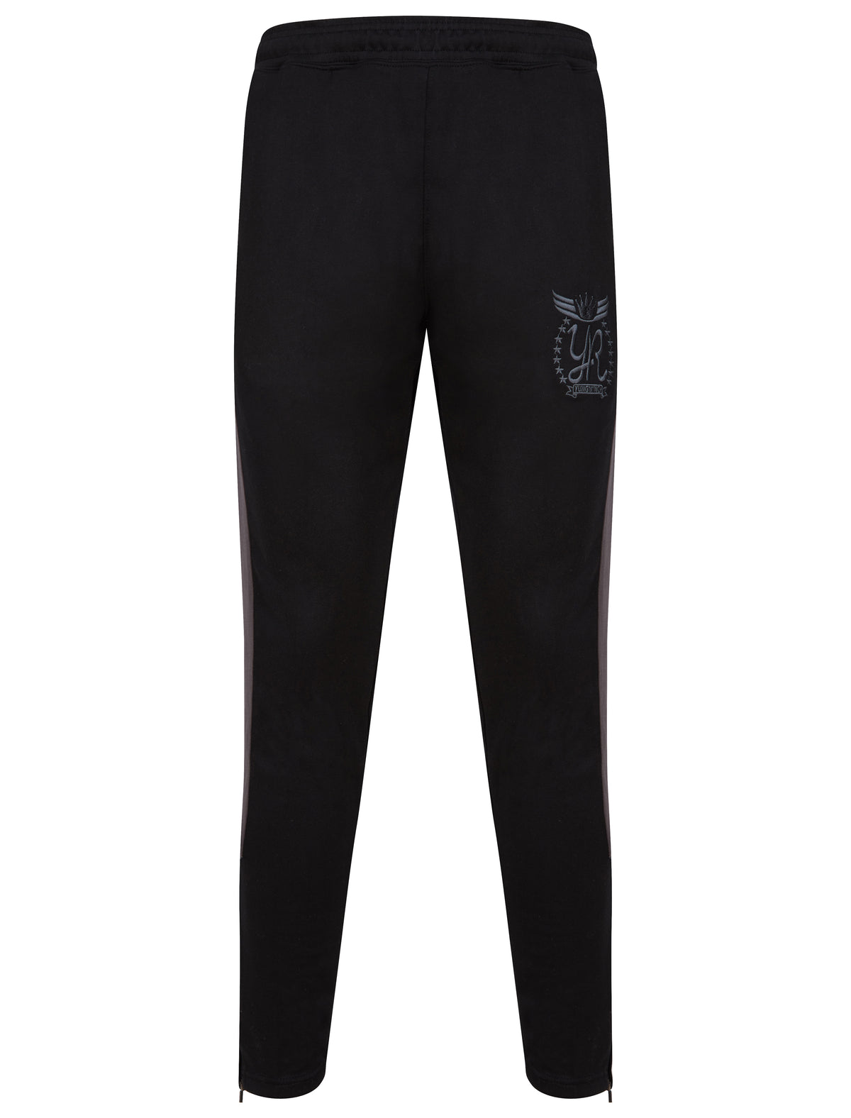 YUNG'N'RICH black and grey funnel neck contrast panel tracksuit bottoms