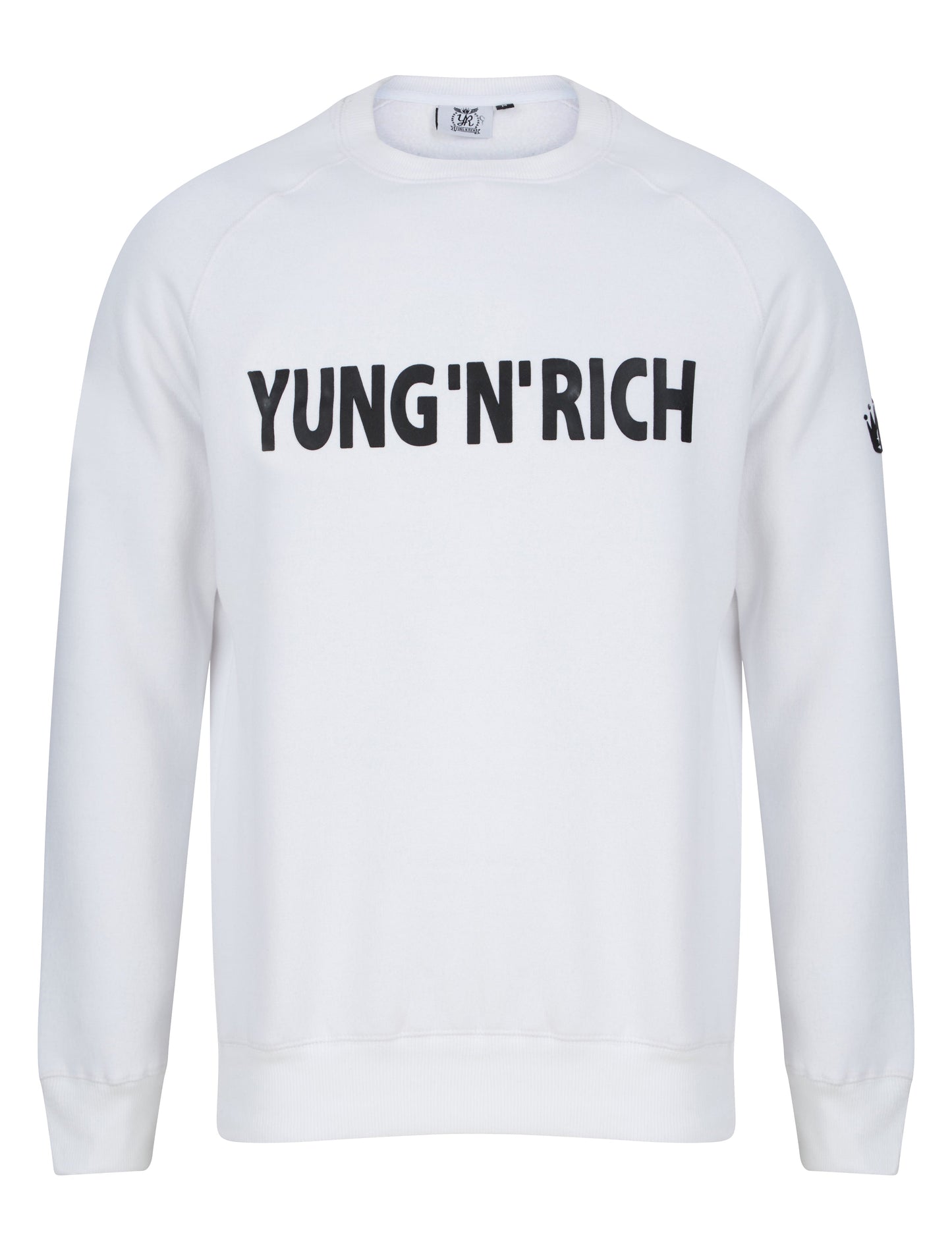 YUNGNRICH JUMPER SWEATER WHITE BLACK WORDING Apparel & Accessories > Clothing > hoodie > jumper > sweater